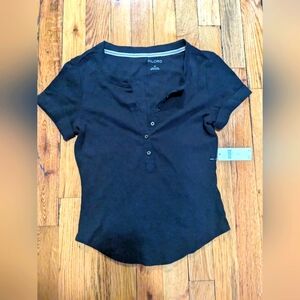 XS Anthropologie Pilcro NWT baby tee button down in black